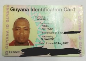 Copy of Nigel Worrell's National ID Card